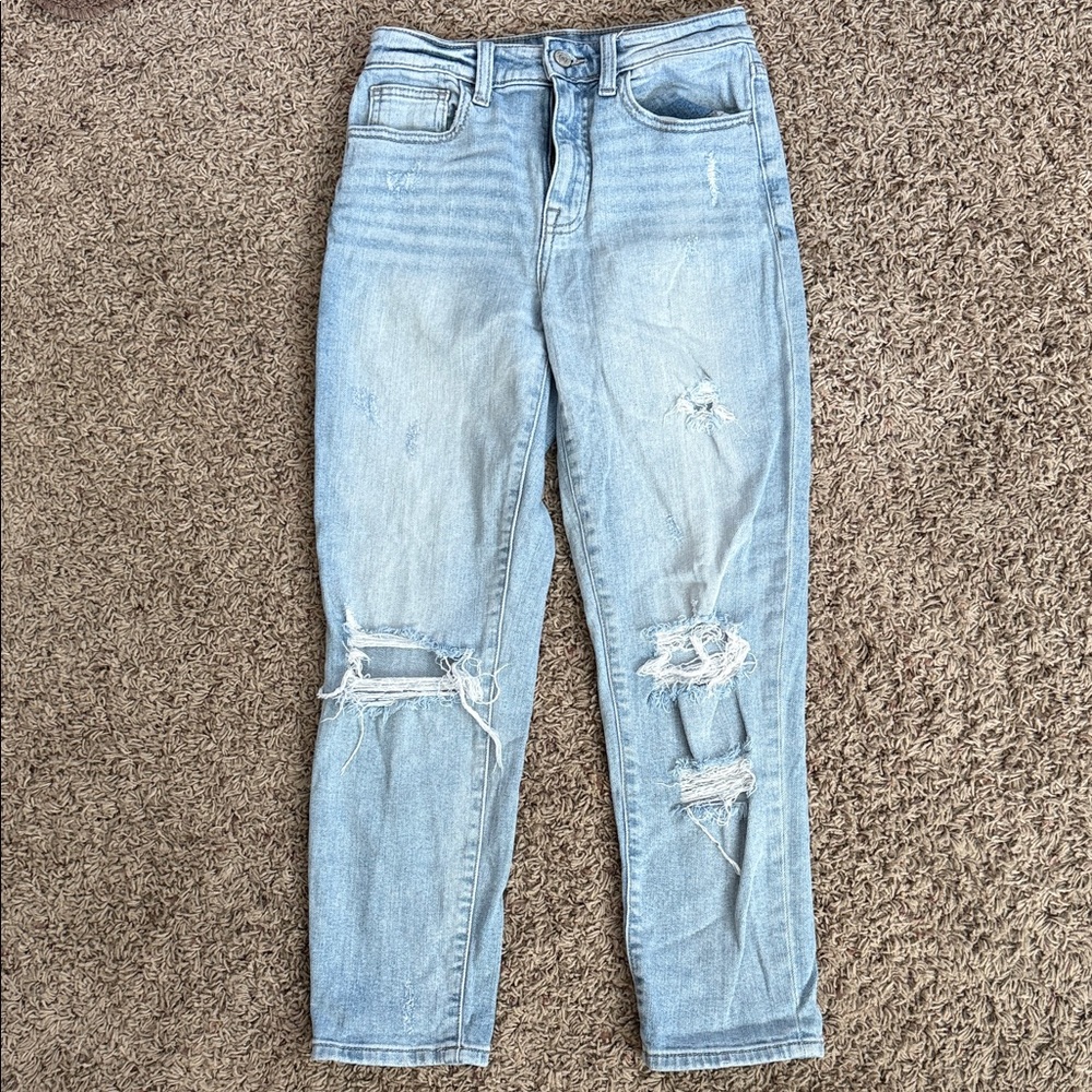 Women's Light Blue Ripped Ankle Jeans size 25